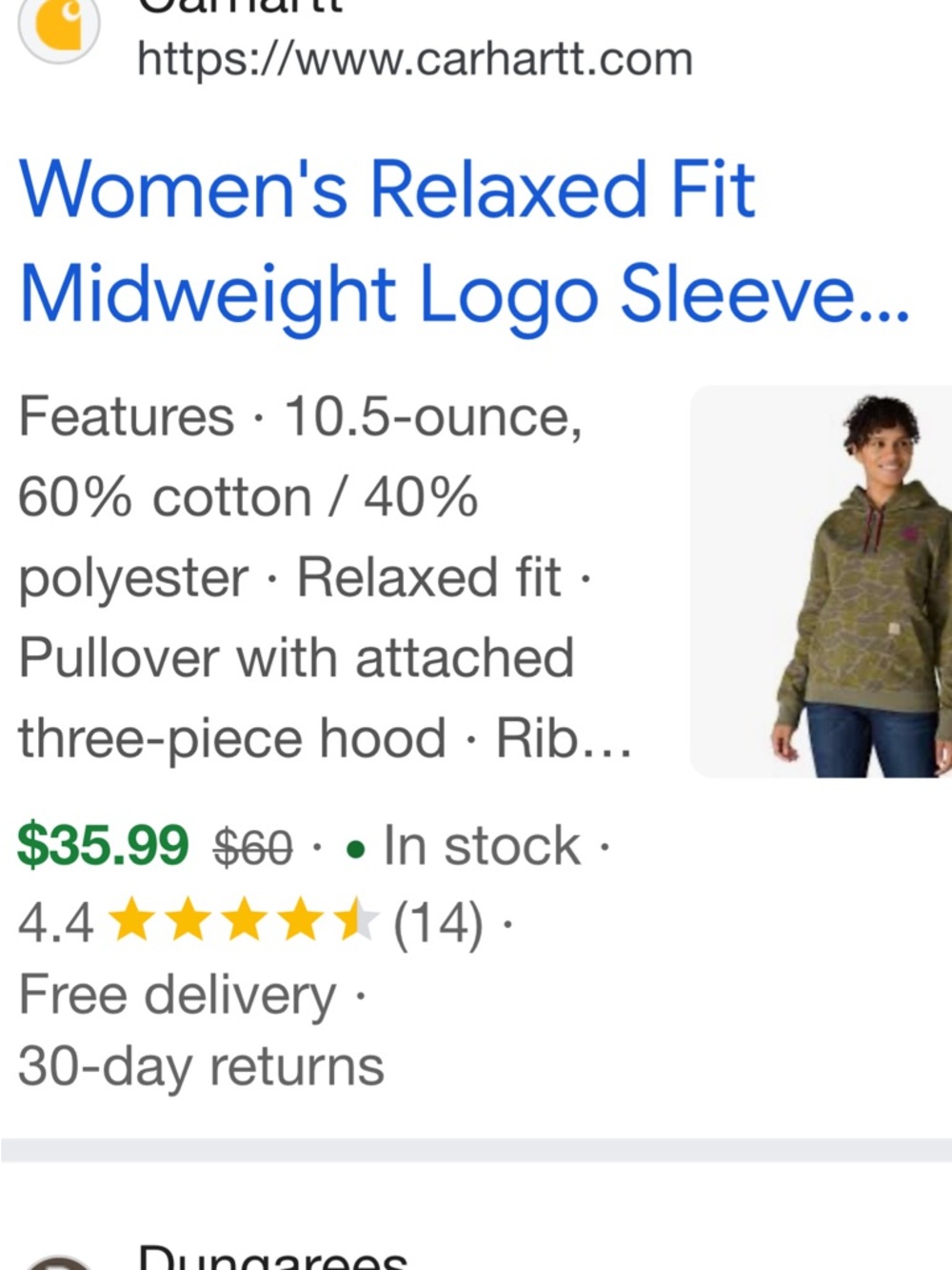 Carhartt Olive Camo Hoodie with Bright Purple Hood - Picture 4 of 7